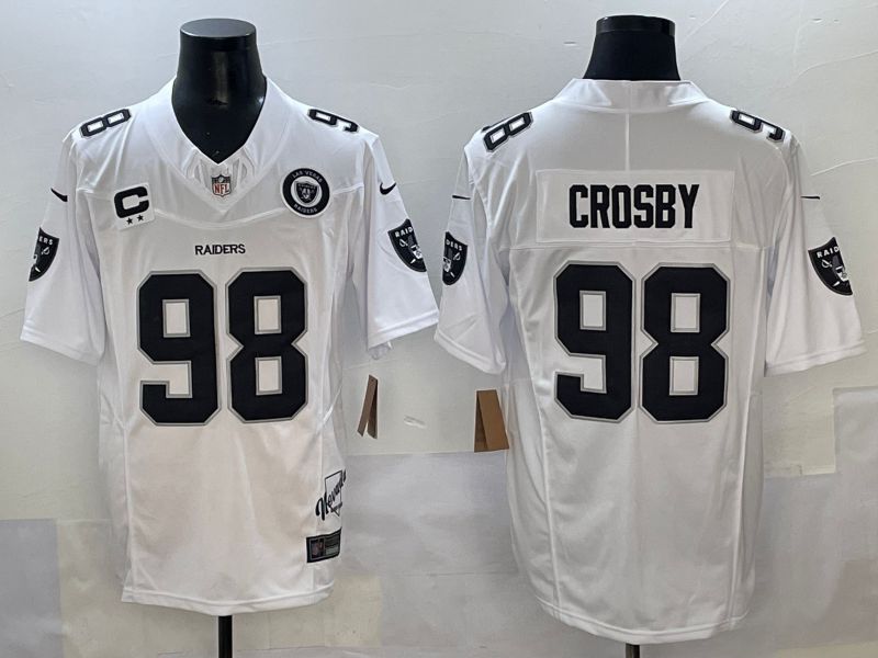 Men 2025 Oakland Raiders #98 Crosby White Throwback Three generations Nike Limited NFL Jersey style 2->cincinnati reds->MLB Jersey
